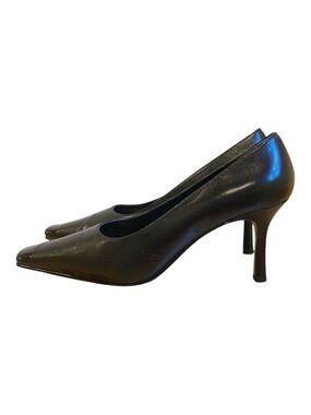 Vintage Feet First Gemina Black Leather Pointed-Toe Heels 6.5 genuine leather